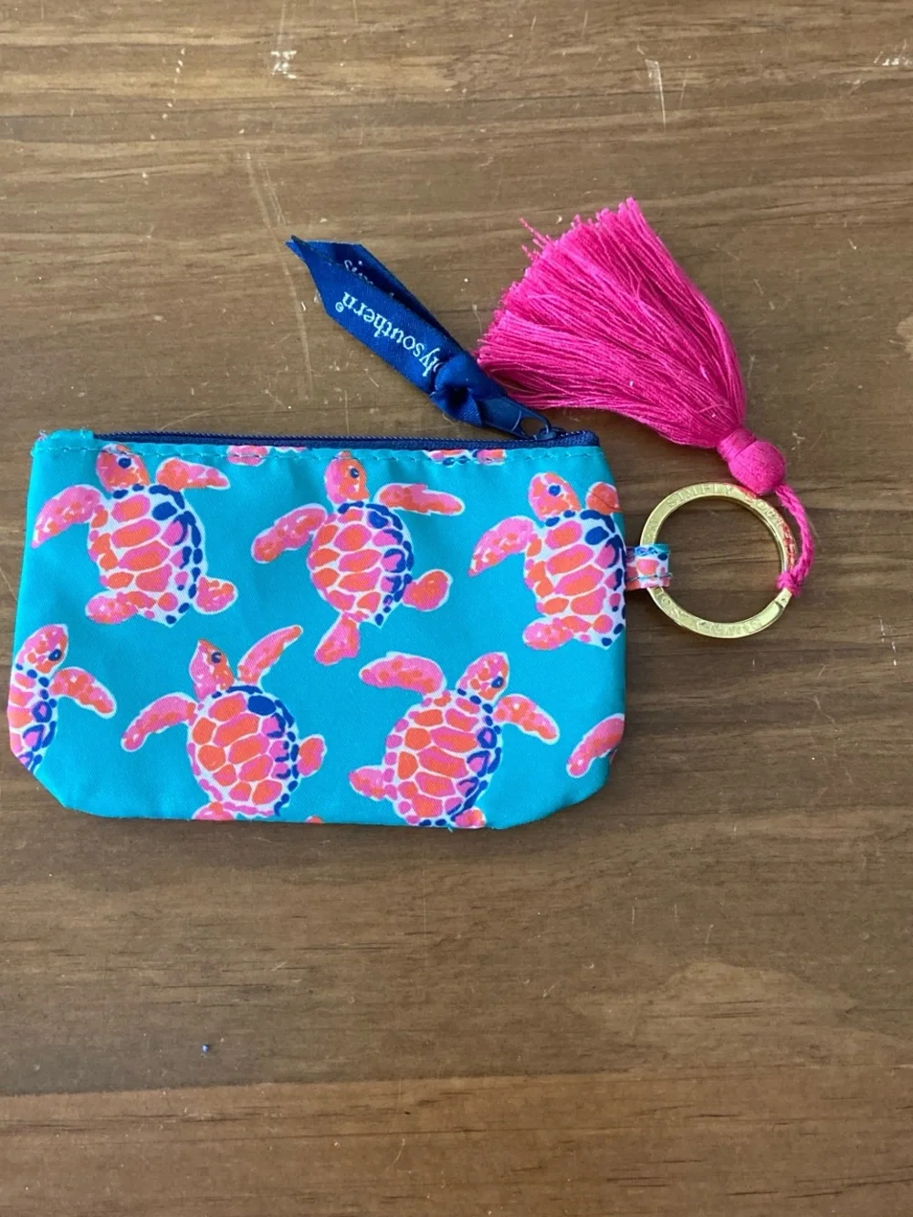 Simply Southern Turquoise Turtle Card Holder with Hot Pink Tassel